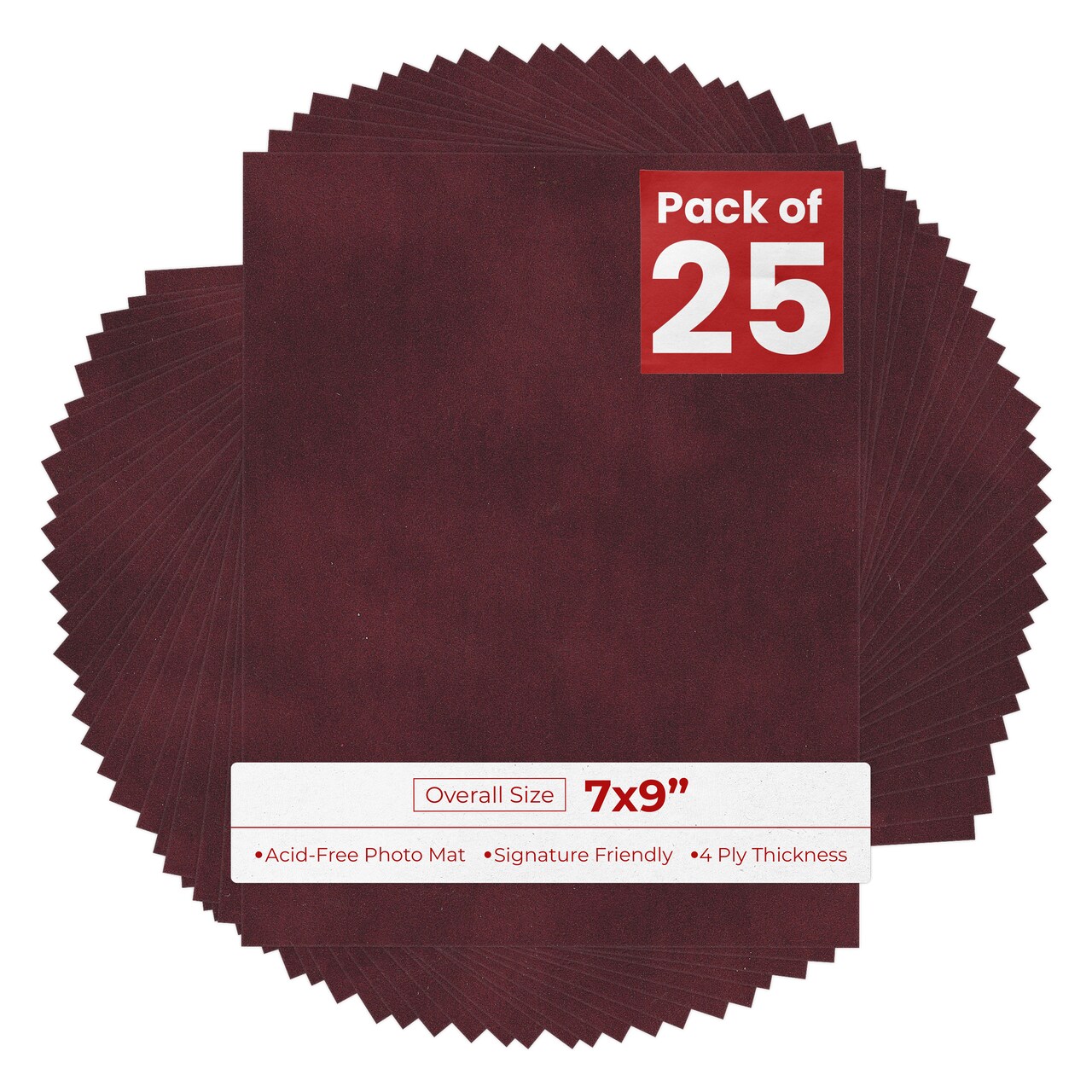 Dark Red Suede 7x9 Uncut Mat Board - Blank Sheets, No Opening